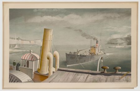 Felix Kelly (1914-1994) - 1940s Lithograph, Drifter and Paddle Steamers