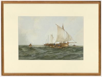 20th Century Watercolour - Fishing Boats at Sea