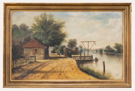 C. Adams - Framed Late 19th Century Oil, Waiting by the Jetty