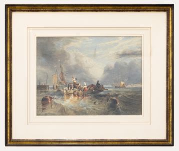 Thomas Sewell Robins after Clarkson Stanfield - A Market Boat on the Scheldt