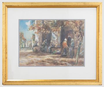 Thomas William Morley (1859-1925) - Watercolour, Honfleur Street Scene