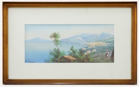 Maria Gianni (1873-1956) - Framed Early 20th Century Gouache, The Bay of Naples