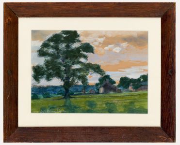 William Eden (1849-1915) - Framed Watercolour, Oak Tree on Pastoral Grounds