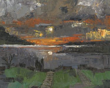 Daniel Nichols - Contemporary Oil, Sunset at Loch Ness