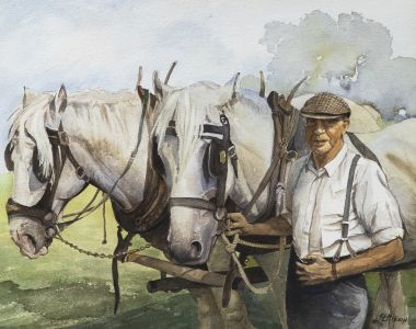 J. L. Hidson - Contemporary Watercolour, Heavy Horses