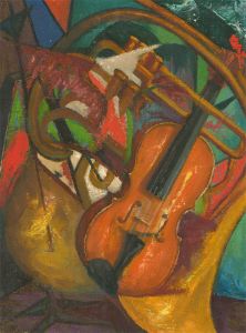 American School Mid 20th Century Oil - Musical Instruments
