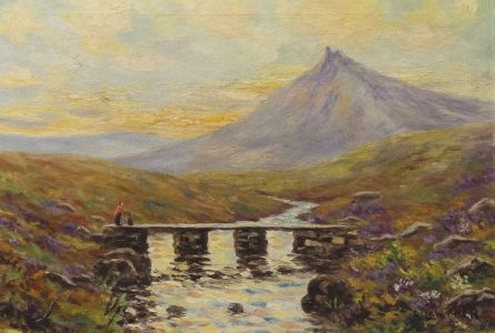 R. Lowther - Early 20th Century Oil, Crossing the Mountain Bridge