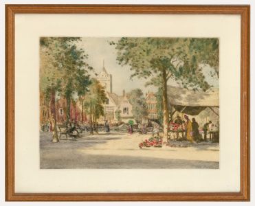 William Tatton Winter RBA (1855-1928) - 1926 Etching, Market Square Salisbury