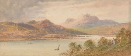 L. Lewis - 1899 Watercolour, Boating on the Lake
