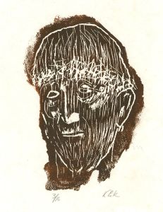 Karel Lek (1929-2020) - Mid 20th Century Linoprint, Head Study