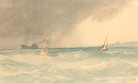 Charles Knight RWS ROI (1901-1990) - Watercolour, Steaming Trawler