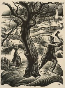Valentin le Campion - French Mid 20th Century Photogravure, Winter Logging