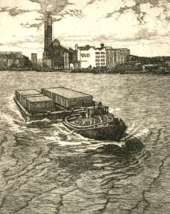 Melvyn Petterson (b.1947) - 1989 Etching, Chelsea Wharf