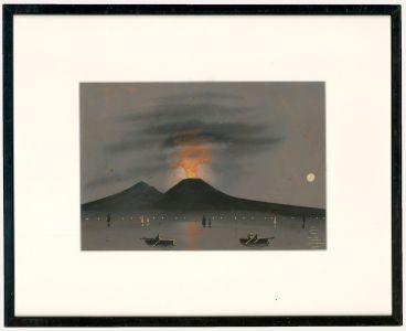 Framed Neapolitan c.1927 Gouache - Vesuvius