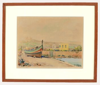 Joseph Galea - Framed 1956 Watercolour, Mistra Bay