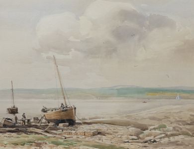 Robert Craig Wallace (1886-1969) - Watercolour, In For Repairs, Kintyre