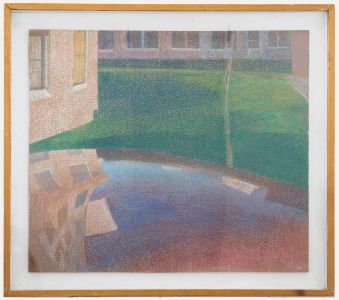 Ewart Johns (1923-2013) - Large 1978 Pastel, Car Roof and Buildings