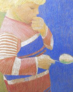 Ewart Johns (1923-2013) - 1978 Pastel, Study of Egg & Spoon