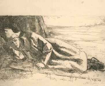 Herbert Cutner (1881-1969) - Early 20th Century Etching, A Nap in the Field