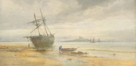 Emil Axel Krause (1871-1945) - Late 19th Century Watercolour, Boats Ashore