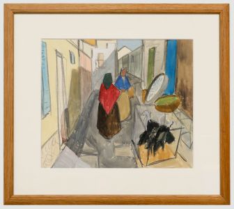 Framed 20th Century Watercolour - Side Alley Social