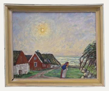 Otto Djerf (1868-1954) - Mid 20th Century Oil, Sunshine over Coastal Village