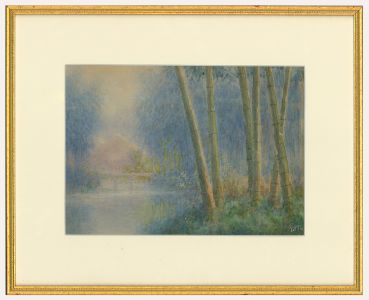 Yuhan Ito (1867-1942) - Japanese Watercolour, Bamboo Trees by the River