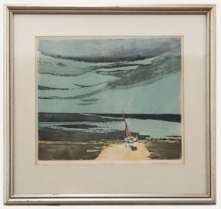 Honor Dobbs (1902-1987)  - Framed 20th Century Etching, Red Sail