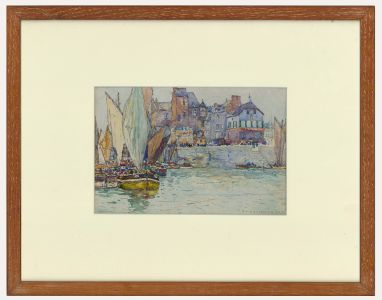 Robert McGown Coventry ARSA, RSW (1855-1914) - Watercolour, Scottish Harbour