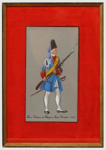 Set of Eight Mid 20th Century Gouache - Military Illustrations