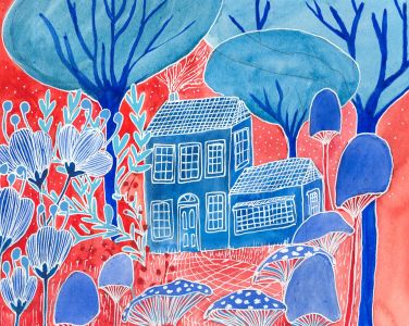 Jemma Jamie - Contemporary Gouache, Cottage in the Garden