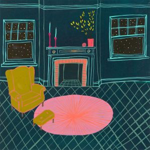 Jemma Jamie - Contemporary Gouache, Drawing Room By Night