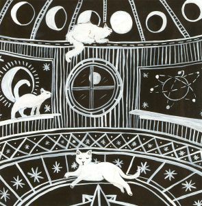 Jemma Jamie - Contemporary Gouache, Lunar Cats
