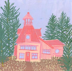 Jemma Jamie - Contemporary Gouache, Cottage in the Forest