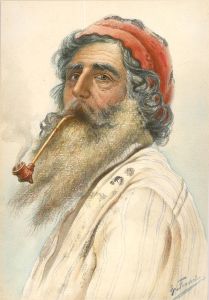 E. Fenderico - Early 20th Century Watercolour, Italian Tobacco Smoker