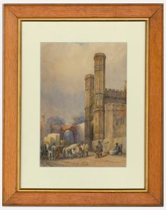 Early 19th Century Watercolour - Stonemasons at the Church