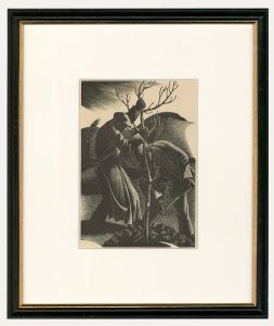Clare Leighton (1898-1989) - Framed Wood Engraving, Planting Trees