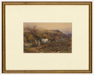 Josiah Wood Whymper RI (1813-1903) - 1885 Watercolour, Ploughing Near Haslemere