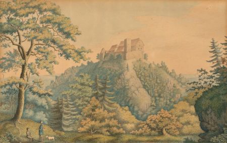 German School 1800 Watercolour - Wartburg Castle