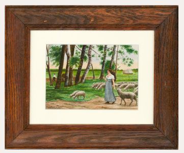 Charles Masters - 1902 Watercolour, The Shepherdess