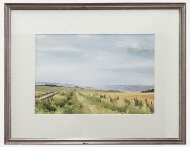 George Sear - Framed Contemporary Watercolour, The Wylye Valley