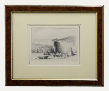 Henry F. Worsley (1806-1876) - Graphite Drawing, Cliff of the Seafront