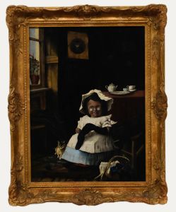 S.C. Jago - 1889 Oil, Sewing in the Parlour