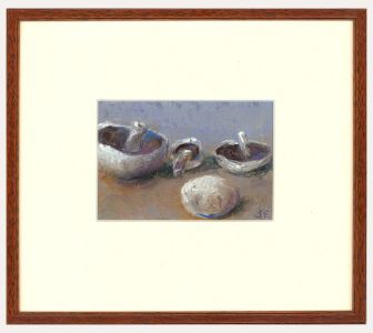 S.E - Framed 20th Century Oil Pastel, Portobello Mushrooms