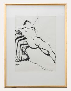 Frank Peter Sidoli - Framed 20th Century Ink Drawing, Figure Study II
