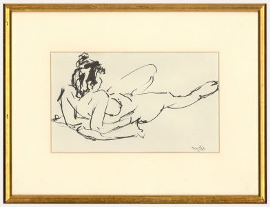 Frank Peter Sidoli - Framed 20th Century Ink Drawing, Figure Study I