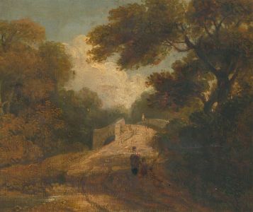 George Arnald ARA (1763-1841) - Early 19th Century Oil, Meeting at the Bridge
