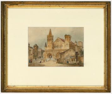 François Etienne Villeret (c.1800-1866) - Watercolour, Procession at the Church