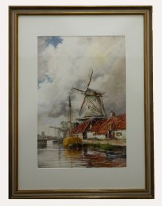 Louis Van Staaten (1836-1909) - Watercolour, View of the Windmill