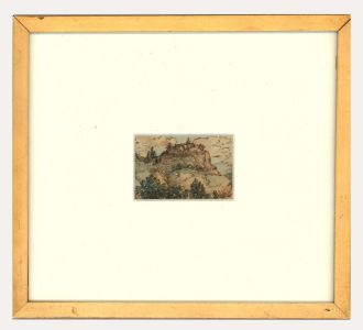 Framed 18th Century Miniature Watercolour - Castle on the Hill